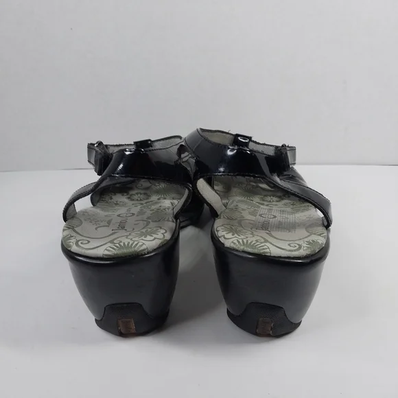 Jambu Sport Wedge Camden Size 9 M Glossy Black T-Strap Sandals Shoes - Picture 4 of 13